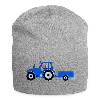 Tracteur avec remorque bleue - Bonnet en jersey - gris chiné - Devant