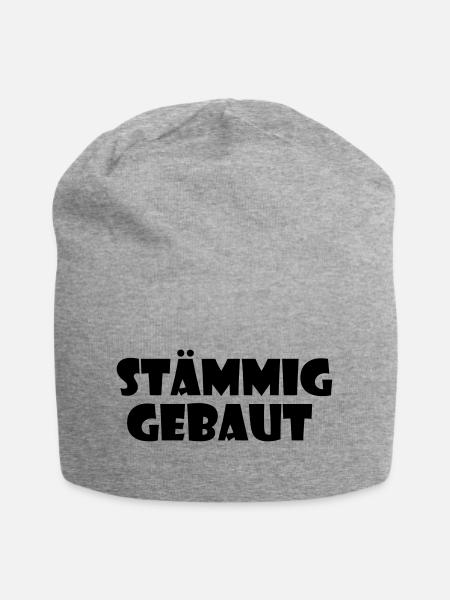 Stämmig gebaut - Schriftzug - Jersey-Beanie - Grau meliert