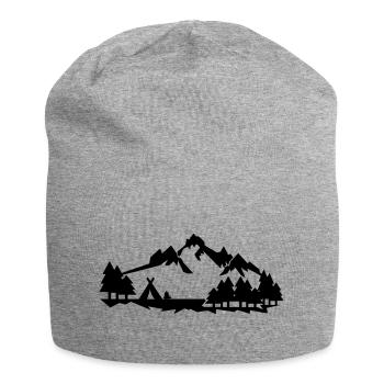 Camping im Wald in den Bergen - Jersey-Beanie - Grau meliert - Vorne
