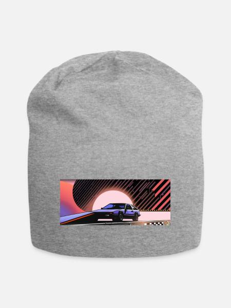 Synthwave voiture de sport depuis le futur de la fiction - Bonnet en jersey - gris chiné