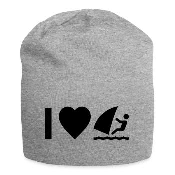 Design cool « I Love Windsurfing » pour lui et elle - Bonnet en jersey - gris chiné - Devant