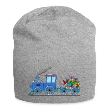 Train pour enfants avec remorque en bleu - Bonnet en jersey - gris chiné - Devant