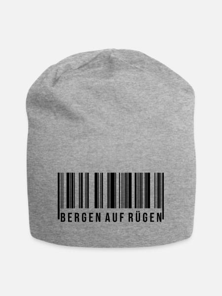 Bergen auf Rügen Strichcode - Jersey-Beanie - Grau meliert