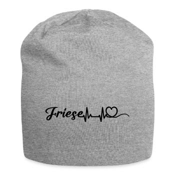 Heartbeat Herz mit Schriftzug Friese schwarz - Jersey-Beanie - Grau meliert - Vorne