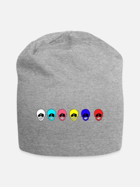 Bunte Köpfe - Jersey-Beanie - Grau meliert