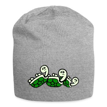 3 tortues renversées sur le dos triste - Bonnet en jersey - gris chiné - Devant