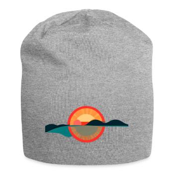 Sunrise Horizon – Minimal Horizon Design - Jersey Beanie - heather grey - Front