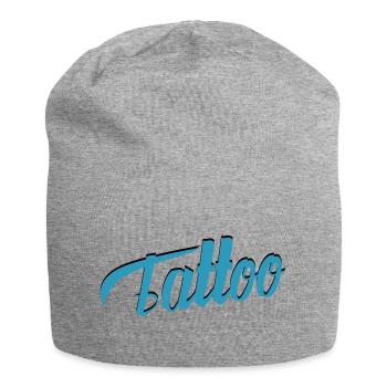 Tattoo Script in Teal - Jersey Beanie - heather grey - Front