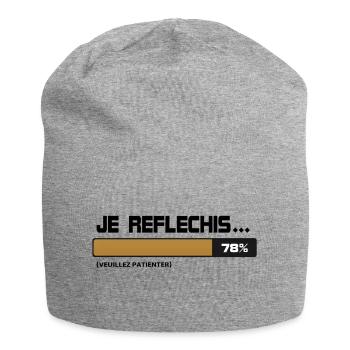 I thought, wait, please wait (beige | black) - Jersey Beanie - heather grey - Front