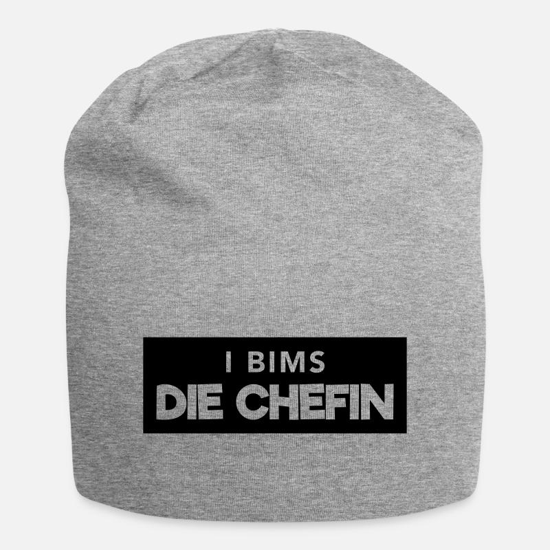 i bims die Chefin - Jersey-Beanie - Grau meliert