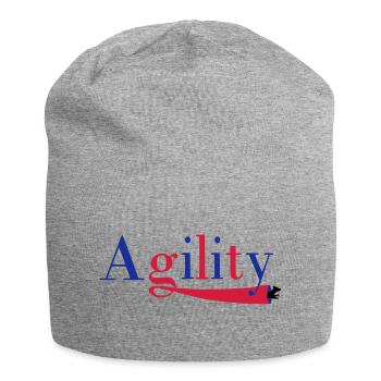 Agility Schrift ein Hund im Tunnel - Jersey-Beanie - Grau meliert - Vorne