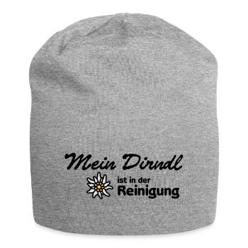 "My dirndl is in the cleaning" | - Jersey Beanie - heather grey - Front