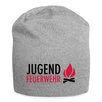 Jugend Feuerwehr mit Flamme - Jersey-Beanie - Grau meliert - Vorne