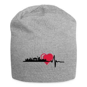 Berlin Skyline Zentral Herz Puls - Jersey-Beanie - Grau meliert - Vorne