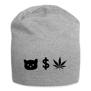 CHAT ARGENT MAUVAISES HERBES - Bonnet en jersey - gris chiné - Devant
