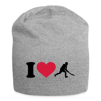 I love Hockey - Bonnet en jersey - gris chiné - Devant