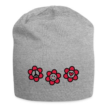 Peace Love Happiness Free Summer Festival Flower - Jersey Beanie - heather grey - Front
