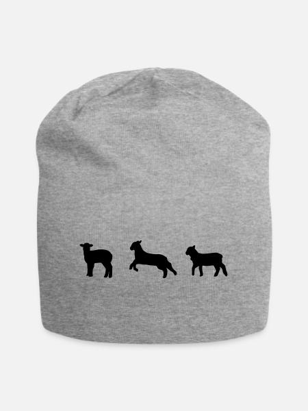 Schafe, Schaf, Lamm, Lämmer - Jersey-Beanie - Grau meliert