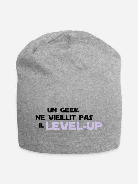 un_geek ne vieillit pas il Level up - Bonnet en jersey - gris chiné