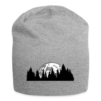 lune nuit pleine lune réglage arbre forêt conifère - Bonnet en jersey - gris chiné - Devant