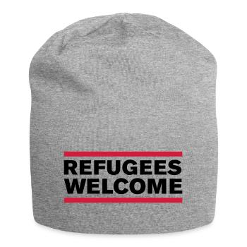 politik refugees welcome - Jersey-Beanie - Grau meliert - Vorne