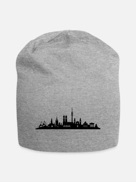Skyline München - Jersey-Beanie - Grau meliert