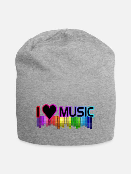 I love Music - Jersey-Beanie - Grau meliert