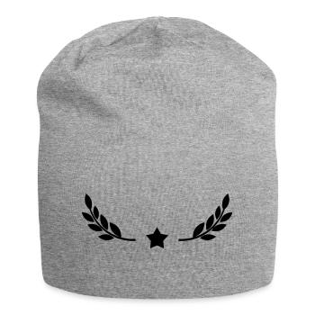 Star with laurel wreath design - Jersey Beanie - heather grey - Front