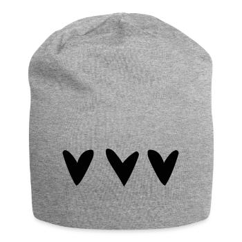 Hearts black - Jersey Beanie - heather grey - Front