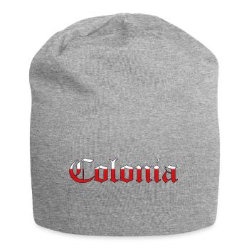 "Colonia" red-white [Old English Text MT] - Jersey Beanie - heather grey - Front