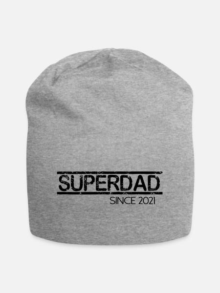 Superdad since 2021 Schrift Spruch - Jersey-Beanie - Grau meliert