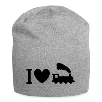 Ich liebe Dampflokomotiven - Jersey-Beanie - Grau meliert - Vorne
