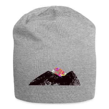 Berg mit farbenfrohem Gipfel - Jersey-Beanie - Grau meliert - Vorne