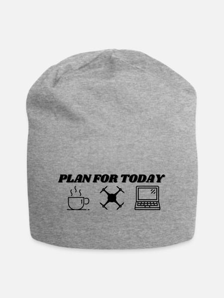 Plan for today -coffee, drone and edit - Jersey-Beanie - Grau meliert