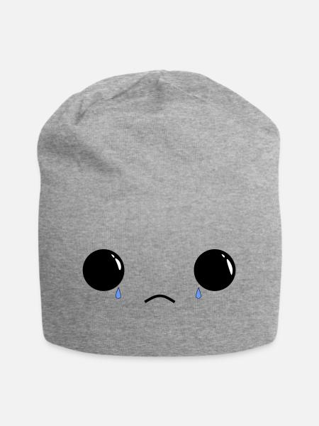 Cute sad face - Jersey-Beanie - Grau meliert