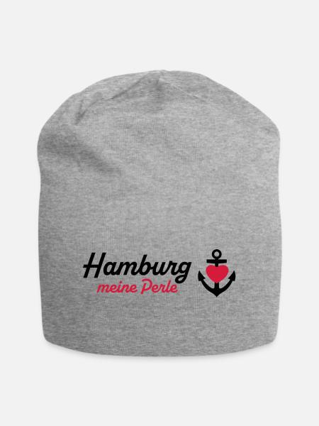 Hamburg Perle schwarz - Jersey-Beanie - Grau meliert