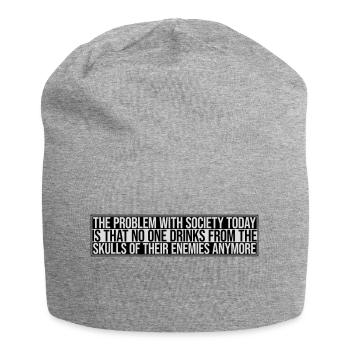 drinks from enemies skulls - Jersey Beanie - heather grey - Front