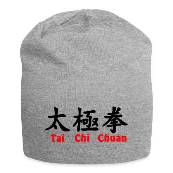 Script Tai Ji Quan horizontal avec texte rouge - Bonnet en jersey - gris chiné - Devant