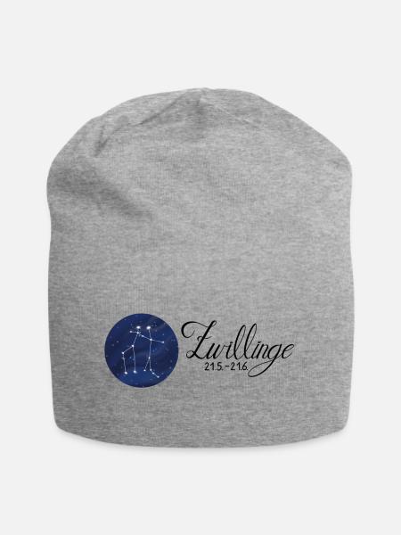 Sternzeichen Zwillinge Tierkreiszeichen Astrologie - Jersey-Beanie - Grau meliert