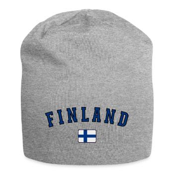 Flagge von Finnland, finnischer Stolz - Jersey-Beanie - Grau meliert - Vorne