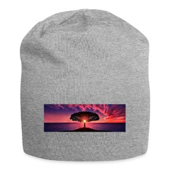 Sonnenuntergang - Jersey-Beanie - Grau meliert - Vorne