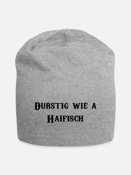 Durstig wie a Haifisch - Jersey-Beanie - Grau meliert
