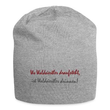 Waldviertler is written on it - Jersey Beanie - heather grey - Front