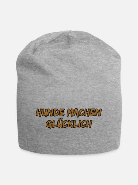 Hunde machen glücklich - Jersey-Beanie - Grau meliert