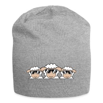 3 DJ Schafe Hinter Zaun Mauer Sonnenbrille Freunde - Jersey-Beanie - Grau meliert - Vorne