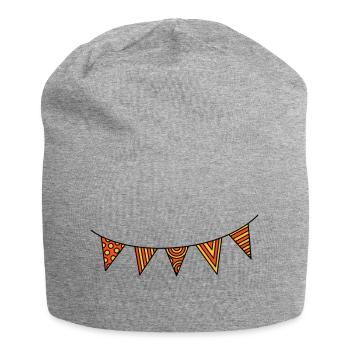 Wimpelkette dreifarbig - Jersey-Beanie - Grau meliert - Vorne