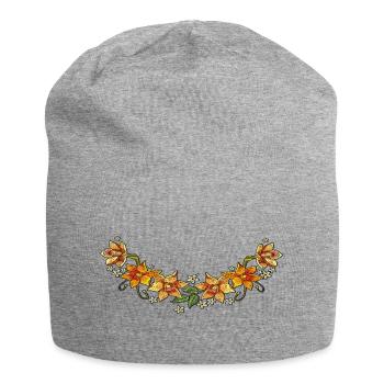 Blumenranke - Jersey-Beanie - Grau meliert - Vorne