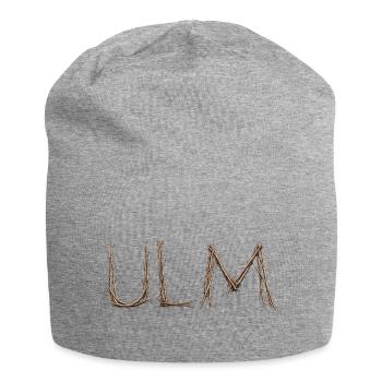 Lettrage ULM avec des brindilles posées par le moineau - Bonnet en jersey - gris chiné - Devant