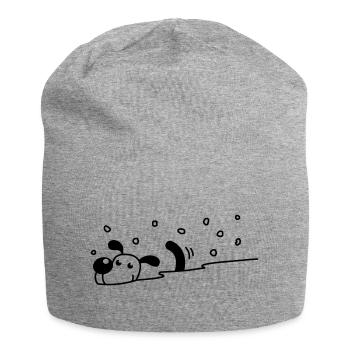 Cute dog in the snow - Jersey Beanie - heather grey - Front