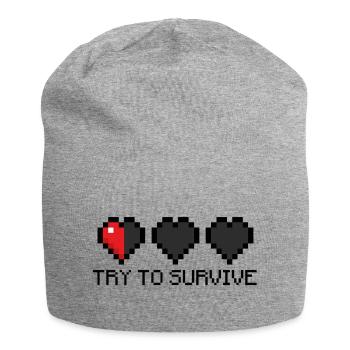 Gaming - Try to survive! - Jersey-Beanie - Grau meliert - Vorne